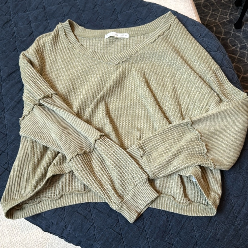 Olive Green Waffle Knit Sweater